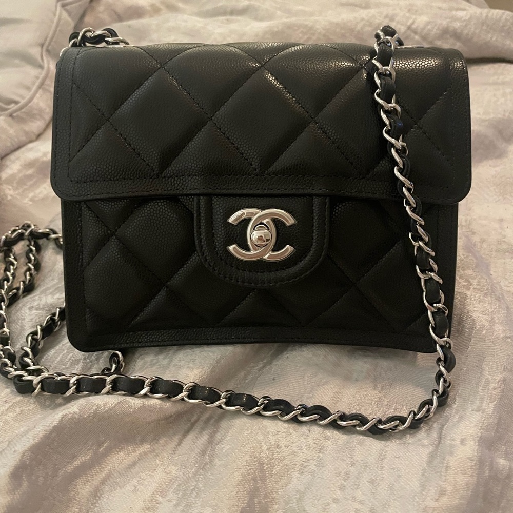 Chanel 23k seasonal caviar mini with silver hardware